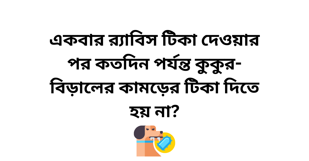 একবার র‍্যাবিস টিকা দেওয়ার পর কতদিন পর্যন্ত কুকুর-বিড়ালের কামড়ের টিকা দিতে হয় না?