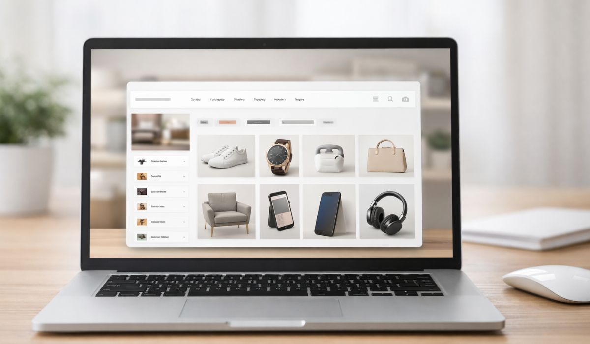 WoodMart theme free download WooCommerce demo website preview on laptop