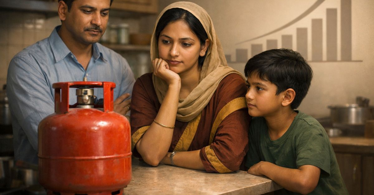 প্রতি সিলিন্ডারে ৫৩ টাকা বাড়ল এলপি গ্যাসের দাম-সংবাদ বোঝানো একটি পরিবার রান্নাঘরে