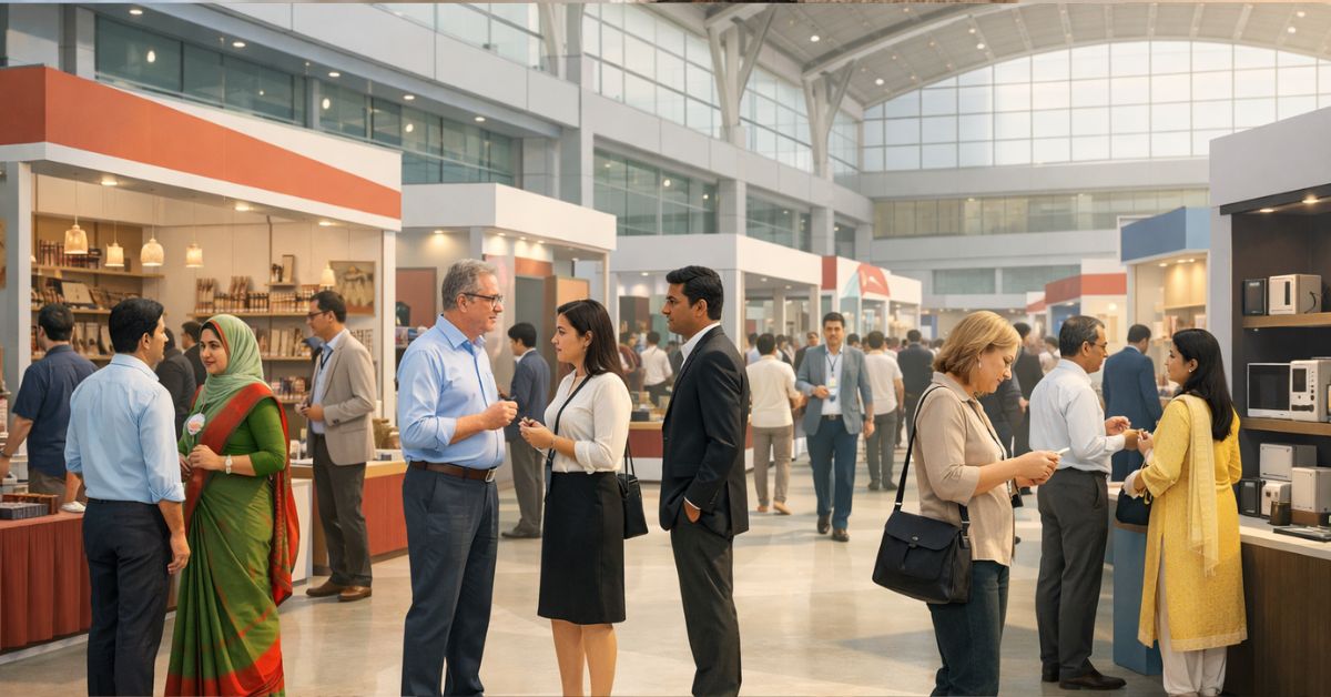 মাসব্যাপী বাণিজ্য মেলা শুরু ঢাকার পূর্বাচলে 2026 এর প্রদর্শনী দৃশ্য